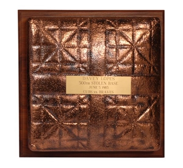 Davey Lopes 500th Career Stolen Base Bronzed and Presented to Him In 1985 (Lopes LOA)